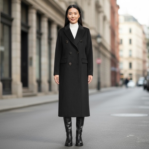 Milly Wool Blend Black Double Breasted Coat NWT Size XS - Picture 1 of 7